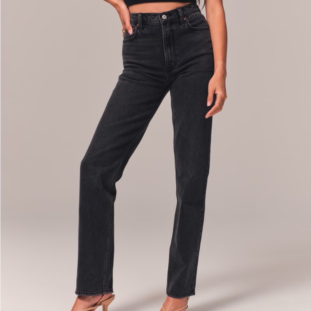 90s straight high rise black jeans
